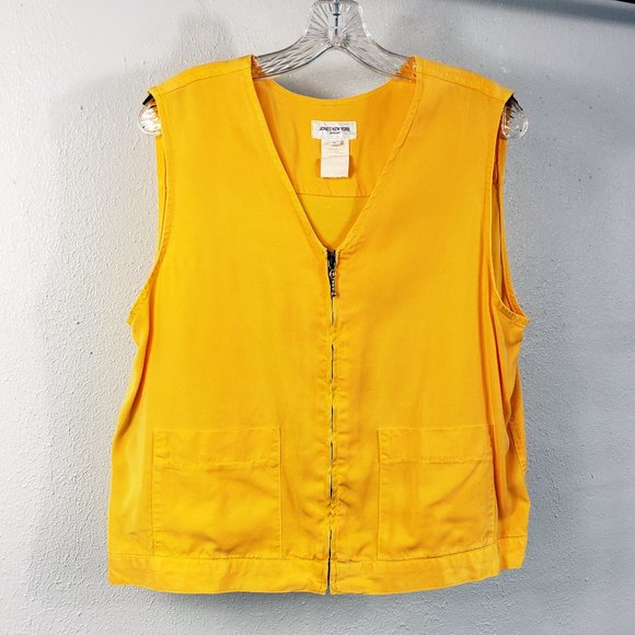 Jones New York Sport Jackets & Blazers - Jones New York Sport Women's Butterfly Yellow Full Zip Pockets Coat Jacket Vest